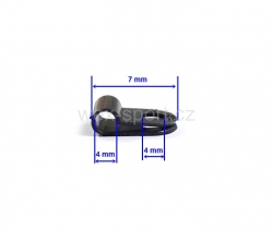 Objímka černá 4mm - plast - uchycení lanka, kabelů